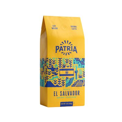 Patria El Salvador Dark Roast Ground Coffee, 12oz Bag (Pack of 1)