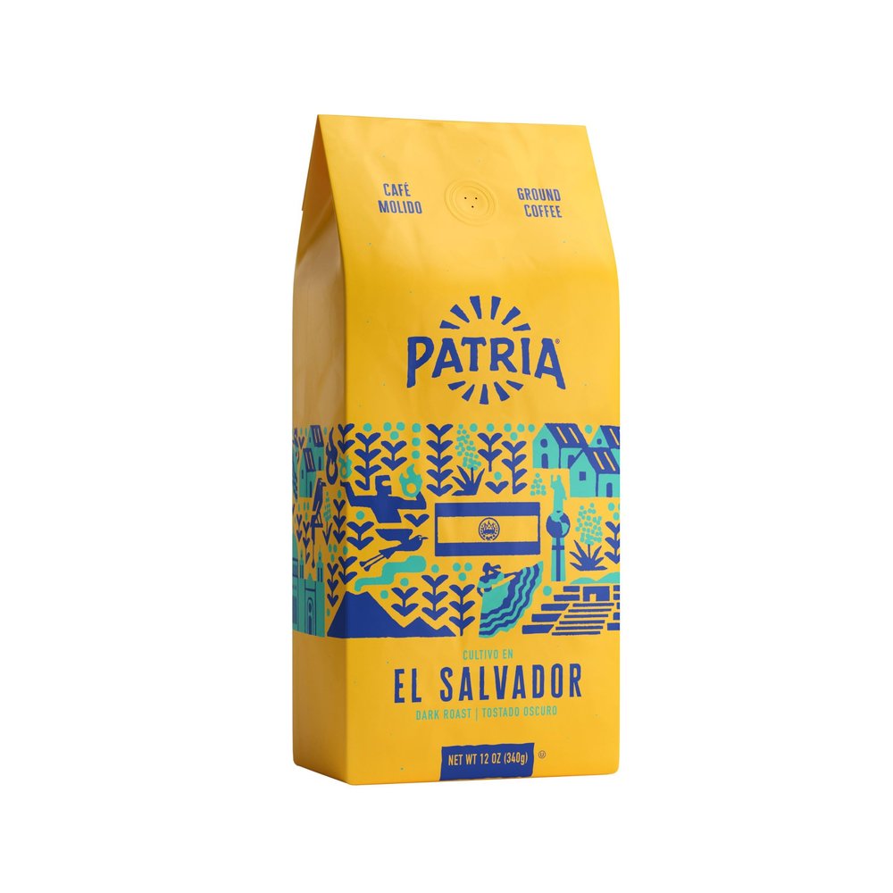 Patria El Salvador Dark Roast Ground Coffee, 12oz Bag (Pack of 1)