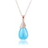1PC Glass Water Drop Perfume Bottle Necklace Essential oil Bottle Pendants With Diffuser Hole Women Gift (Light Blue-Rose Gold)