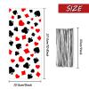 Sumind 100 Pieces Casino Party Cellophane Treat Bags, Black Red Las Vegas Poker Plastic Candy Goodie Bags with 100 Silver Twist Ties for Casino Themed Poker Birthday Party Supplies view 2