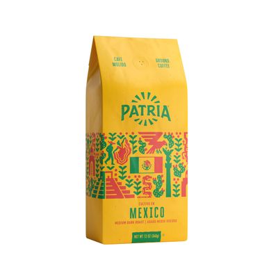 Patria Mexico Medium Dark Roast Ground Coffee, 12oz Bag (Pack of 1)