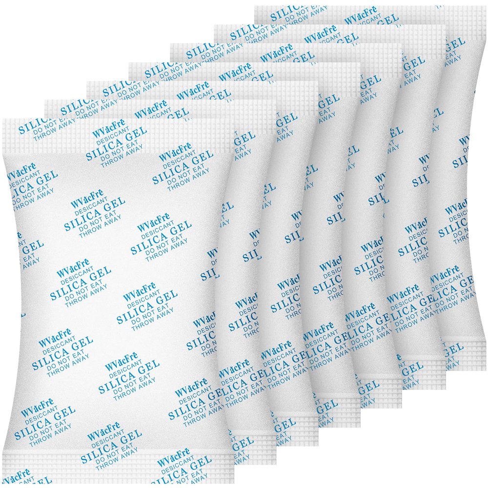 WVacFre 10 Gram(50Packs) Food Grade Moisture Absorber Silica Gel Desiccant Packets for Storage,Desiccant Beads Silica Gel Packs for Moisture Control