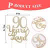WAHAWU 90 Years Loved 90th Birthday & Anniversary Cake Topper, Glitter Photo Decoration Props view 2