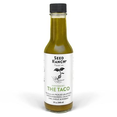 Seed Ranch Gourmet Everything But the Taco Hot Sauce, Medium Heat Taco Sauce - Vegan, Non-GMO Taco Seasoning, No Preservatives or Artificial Sugar, Authentic Taqueria Flavor in a Bottle