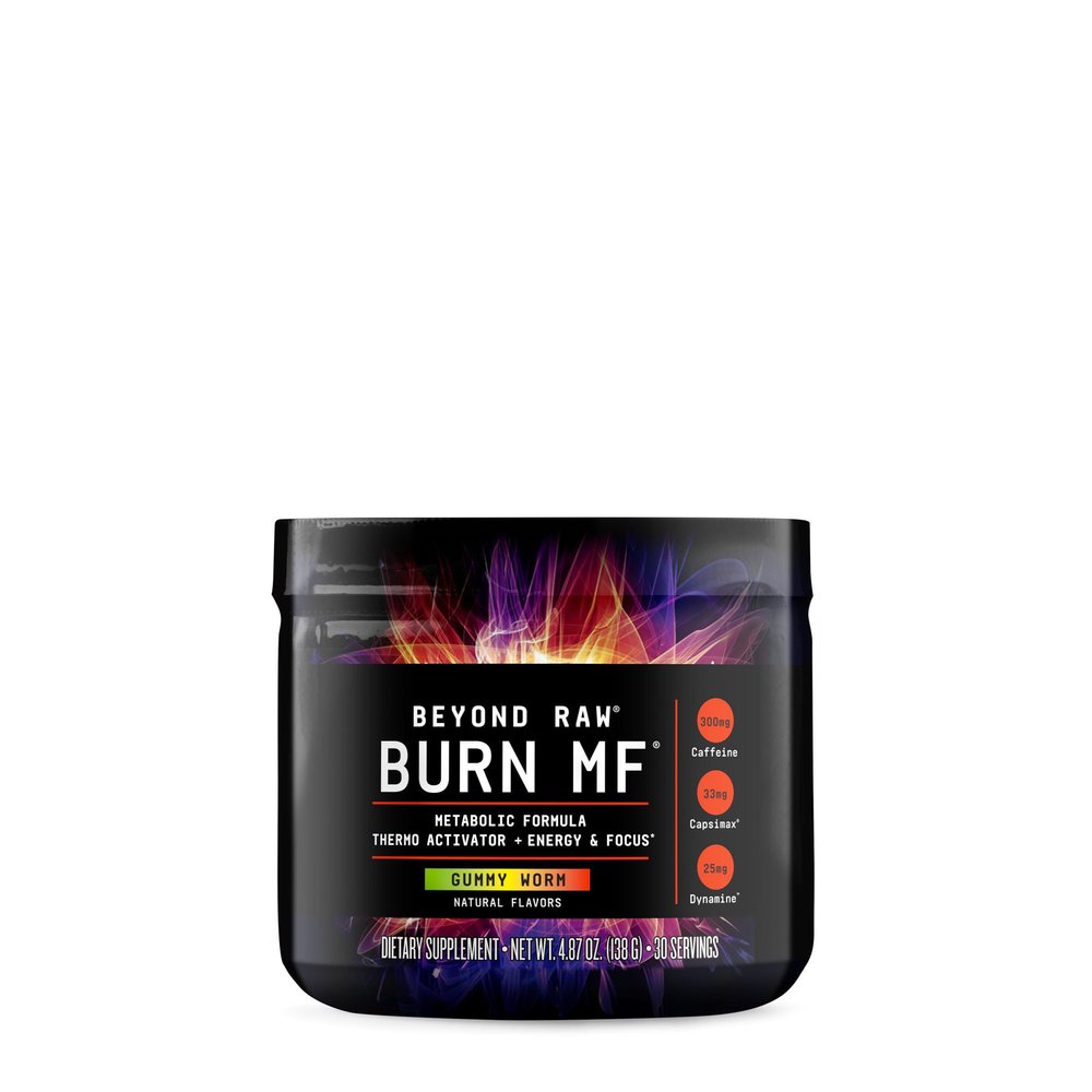 BEYOND RAW Burn MF, Metabolic Formula, Thermo Activator, Supports Energy and Focus, Gummy Worm, 30 Servings