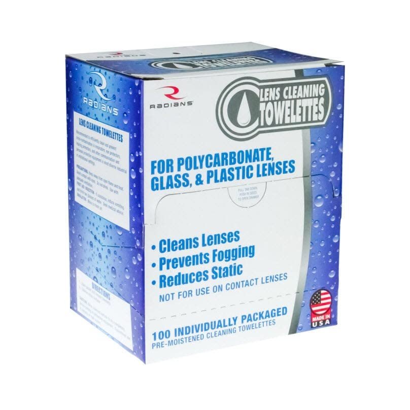Radians LCD100 Lens Cleaning Towelettes 100 Towelettes in a box (2 Boxes)