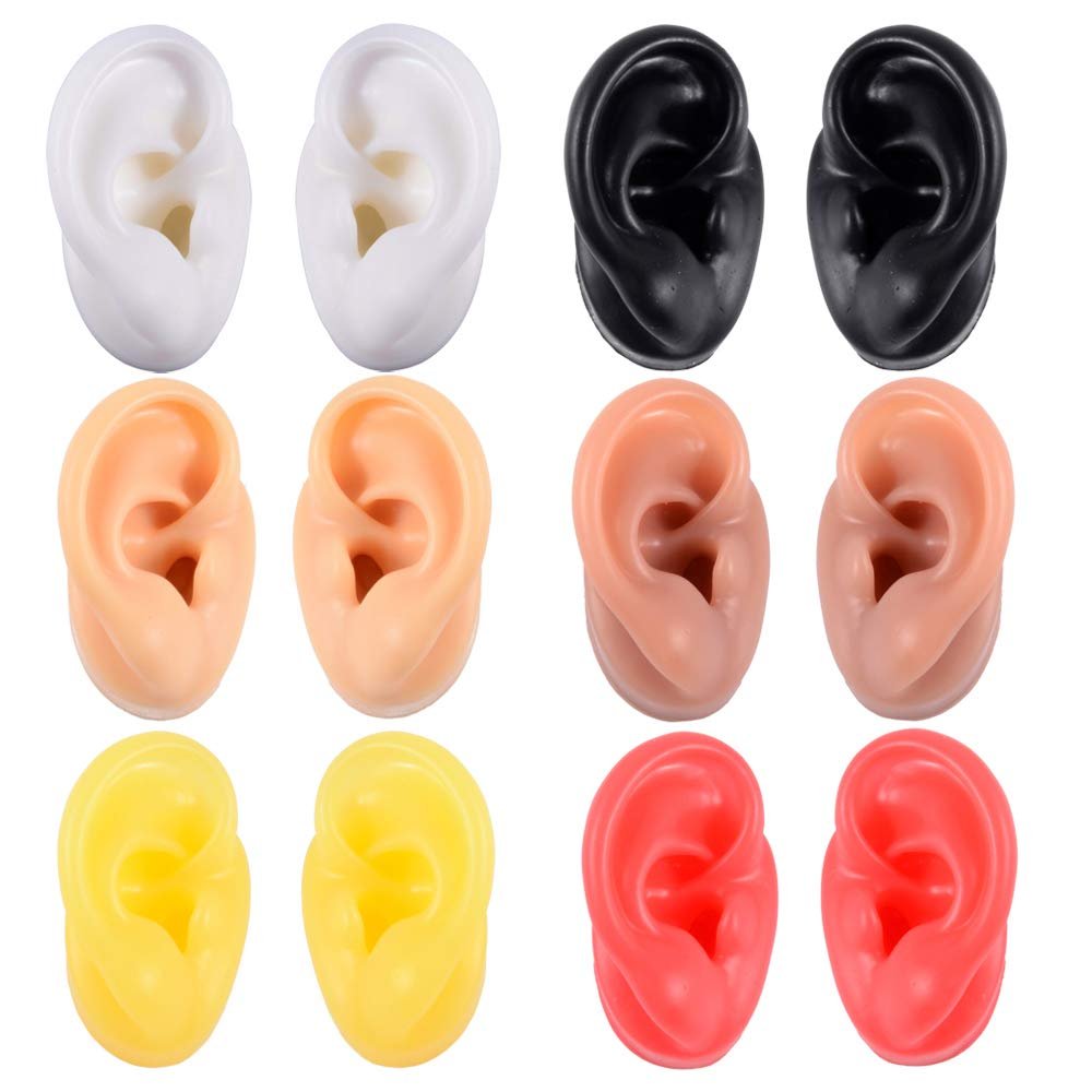 CHUANCI Soft Silicone Ear Model for Hearing aid 1:1 Human Ear Ear Model Simulation Display Props Teaching Tools Jewelry Display Earrings (1PC Flesh Right)