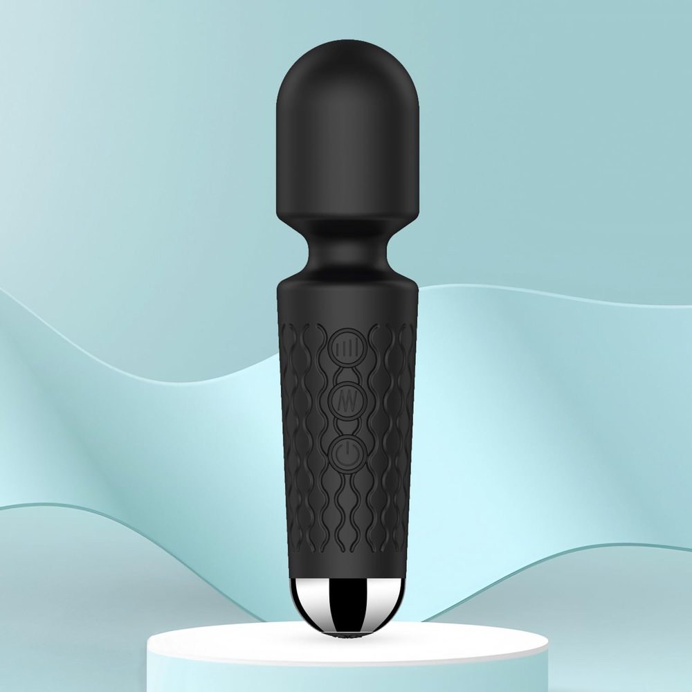 AEVEONE Personal Massager - Handheld Wand Feature, Quiet & Waterproof - 20 Speeds 8 Patterns Cordless Vibrating for Neck, Back Pain, Tension Relief & Sports Recovery-Black