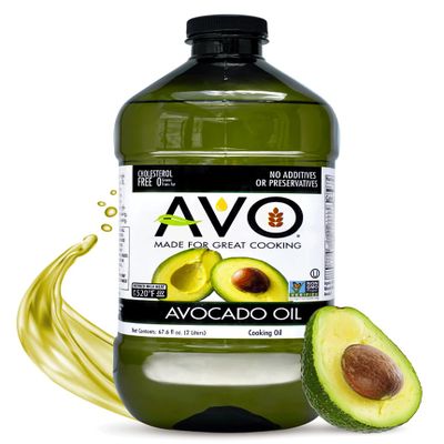 AVO Bulk Avocado Oil for Cooking (67.6 fl oz), Non-GMO Certified, No Preservatives, High Smoke Point 500F, Neutral Flavor, Gluten-Free, Plant-Based, OU Kosher