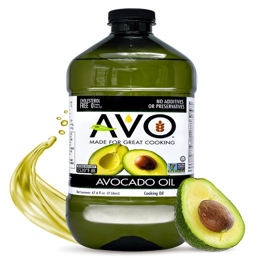 AVO Bulk Avocado Oil for Cooking (67.6 fl oz), Non-GMO Certified, No Preservatives, High Smoke Point 500F, Neutral Flavor, Gluten-Free, Plant-Based, OU Kosher