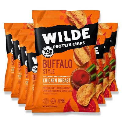 Buffalo Chicken Chips by Wilde Chips, Thin and Crispy, High Protein, Keto Certified, Made with Real Chicken, 2.25oz Bag (8 Pack)