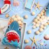 100 Pieces Shark Party Bags, 12.5 x 27.5 cm/ 4.9 x 10.8 Inch Shark Plastic Candy Bags Sea Birthday Goodie Favor with 100 Silver Twist Ties for Summer Ocean Party Supplies view 4