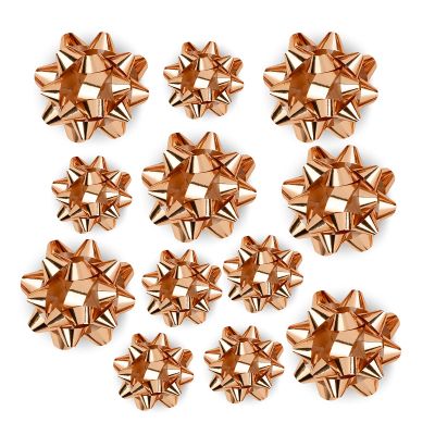 WRAPAHOLIC Metallic Rose Gold Gift Bow Assortment (12 Bows) for Birthday, Wedding, Christmas, Baby Shower, Bridal Showers