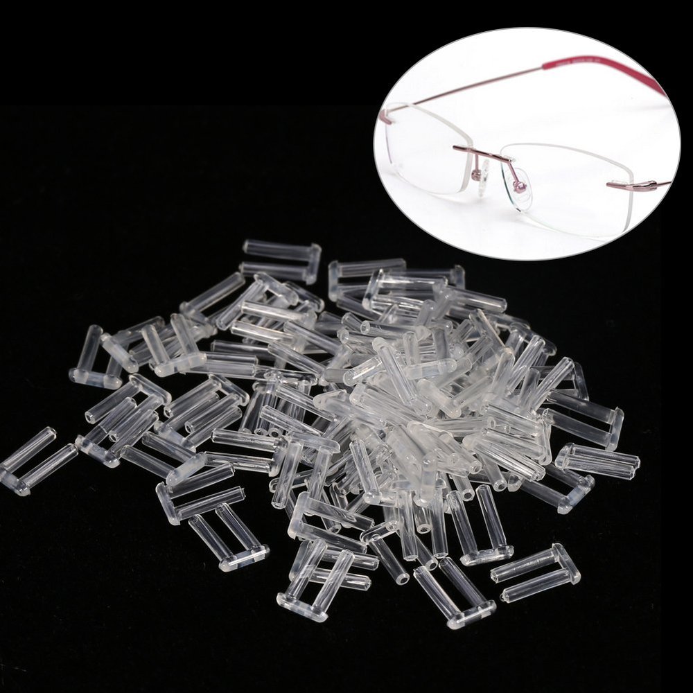 3 Types 100pcs New Plastic Compression Sleeves, Rimless Frames Sleeves Repair KitsEyeglasses