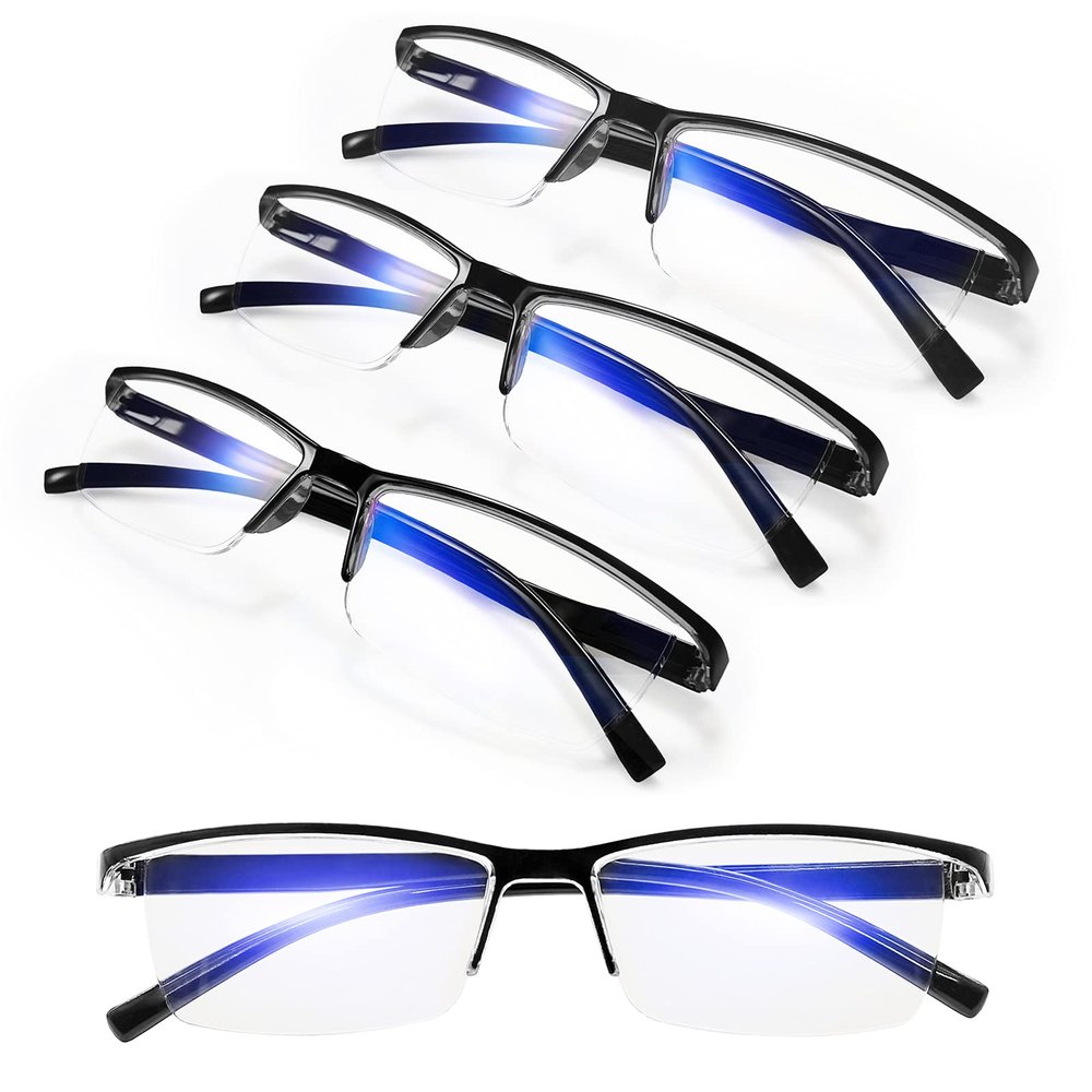 WEMOOTANTS 4 Packs Black Reading Glasses 2.25 for Men Women Blue Light Blocking Glare Filter Computer Readers 1.0 1.25 1.5 1.75 2.0 2.25 2.5 2.75 3.0 3.5 4.0