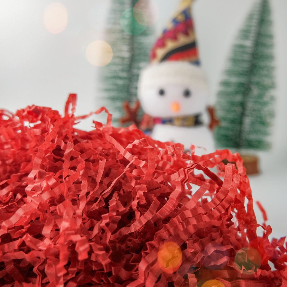 TCAIRG Crinkle Cut Paper Shred Filler (1/2 LB) for Gift Wrapping & Basket Filling - Red shredded paper for gift box, box confetti shredded, box stuffing