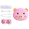 DoyiFun 2 Pcs Pink Pig Contact Lens Case Travel Kit, Cute Portable Panda Bear Animal Contact Lens Box Holder Soak Storage Container with Mirror Bottle Tweezers Stick Remover Tool(Random 2 Style) view 2