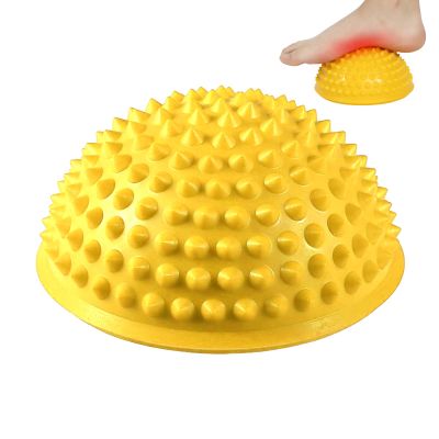 Agatige Foot Massage Ball, Half Round PVC Spiky Foot Wakers Balance Therapy Dome Trigger Point Ball Feet Massage Roller for Yoga Fitness Exercise Gym Massager(Yellow)