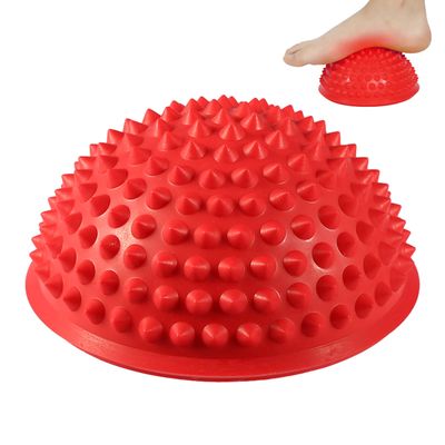 Agatige Foot Massage Ball, Half Round PVC Spiky Foot Wakers Balance Therapy Dome Trigger Point Ball Feet Massage Roller for Yoga Fitness Exercise Gym Massager (Red)