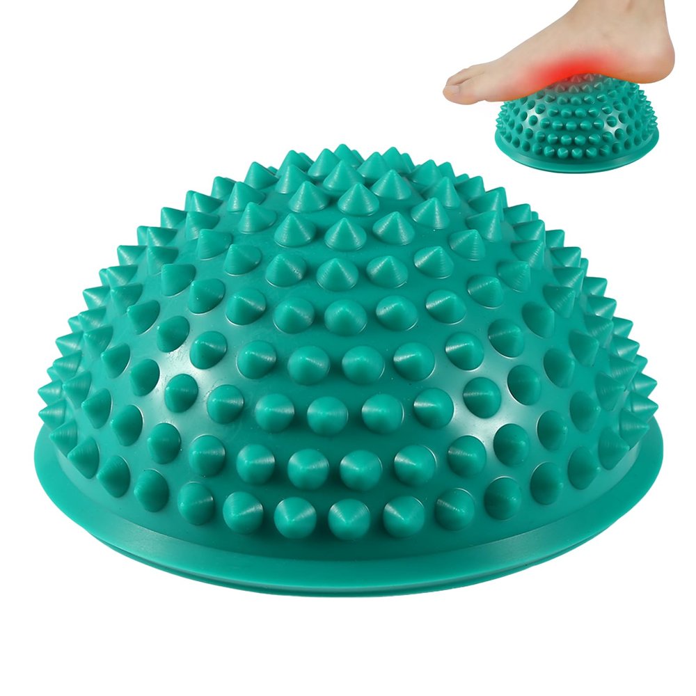 Agatige Foot Massage Ball, Half Round PVC Spiky Foot Wakers Balance Therapy Dome Trigger Point Ball Feet Massage Roller for Yoga Fitness Exercise Gym Massager (Green)