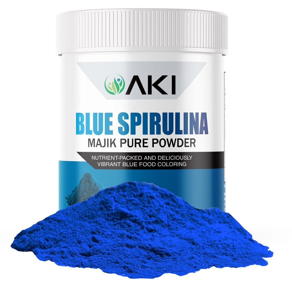 AKI E18 Grade Blue Spirulina Powder Pack Ultra Concentrated Phycocyanin Superfood Deep Blue, Vegan & Non-GMO Ideal for Smoothies, Ice Cream, Yogurt or Pastries 1 oz/ 28.35g
