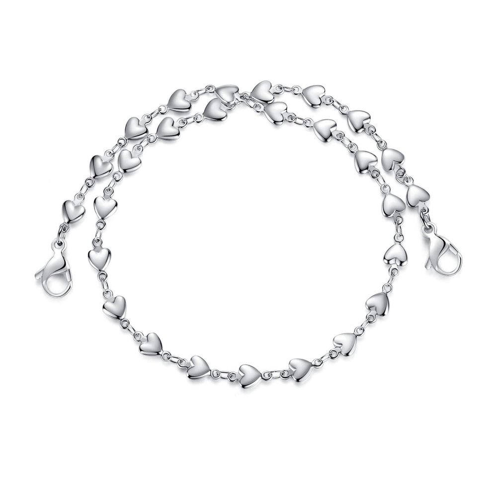 LinnaLove Double Surround Heart Link Stainless Steel Interchangeable Medical Alert Bracelet (55)