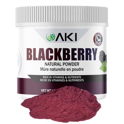 AKI BlackBerry Powder, Ideal in Nutrients, Vitamin C, Sugar-Free, Vegan-Friendly - Ideal for Baking, Flavoring, Smoothie, Yogurt, Popsicles, Sprinkle of Magenta Color (5.29oz/150g)