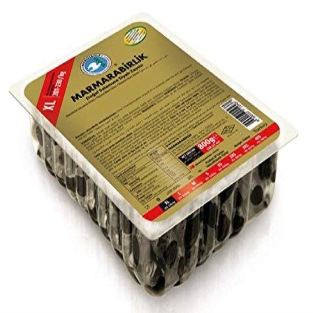Marmara Birlik Gemlik Type Black Olives MEGA  800 g - PACK OF 2