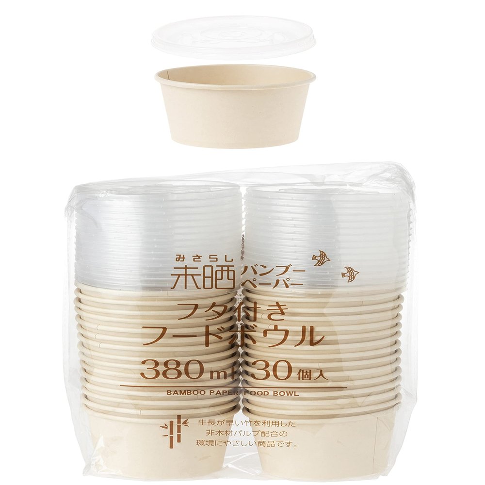 Strix Design SD-160 Disposable Containers with Lids, Food Bowls, 30 Pieces, 12.8 fl oz (380 ml), Commercial Use, Environmentally Friendly