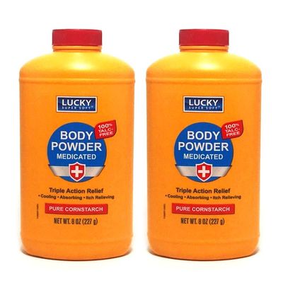 2 pc Body Powder Medicated 8 oz Cooling Itch Triple Action Relief 100% Talc-Free