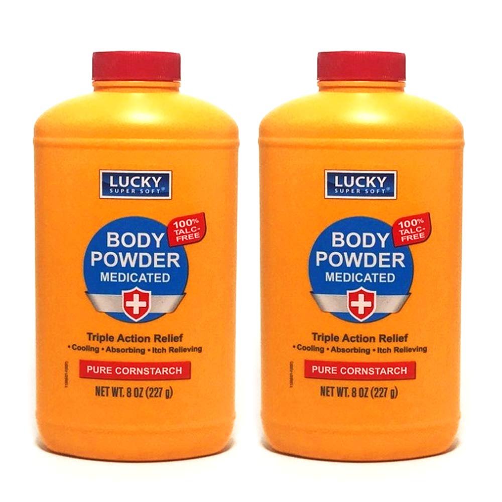 2 pc Body Powder Medicated 8 oz Cooling Itch Triple Action Relief 100% Talc-Free