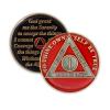 1 Year Sobriety Coin | Triplate AA Chip Recovery Anniversary Token (Red)