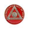 1 Year Sobriety Coin | Triplate AA Chip Recovery Anniversary Token (Red) view 2
