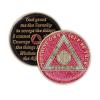 8 Year Sobriety Coin | Glitter Triplate AA Chip Recovery Anniversary Token (Pink) view 1