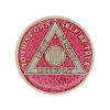 8 Year Sobriety Coin | Glitter Triplate AA Chip Recovery Anniversary Token (Pink) view 2