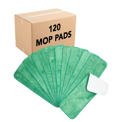 Arkwright Spray Mop Replacement Pads - (Case of 120) Bulk Microfiber Flat Dry and Wet Refill Mop Pads Floor Cleaning, Compatible with Bona and Rubbermaid, Fits All Mop Heads, 18 in, Green