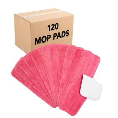 Arkwright Spray Mop Replacement Pads - (Case of 120) Bulk Microfiber Flat Dry and Wet Refill Mop Pads Floor Cleaning, Compatible with Bona and Rubbermaid, Fits All Mop Heads, 18 in, Red