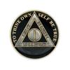 1 Year Sobriety Coin | Triplate AA Chip Recovery Anniversary Token (Black) view 2