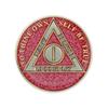 1 Year Sobriety Coin | Glitter Triplate AA Chip Recovery Anniversary Token (Pink) view 2