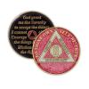 3 Year Sobriety Coin | Glitter Triplate AA Chip Recovery Anniversary Token (Pink) view 1