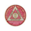 3 Year Sobriety Coin | Glitter Triplate AA Chip Recovery Anniversary Token (Pink) view 2