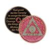 10 Year Sobriety Coin | Glitter Triplate AA Chip Recovery Anniversary Token (Pink) view 1