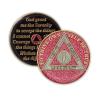 5 Year Sobriety Coin | Glitter Triplate AA Chip Recovery Anniversary Token (Pink) view 1