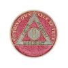 5 Year Sobriety Coin | Glitter Triplate AA Chip Recovery Anniversary Token (Pink) view 2