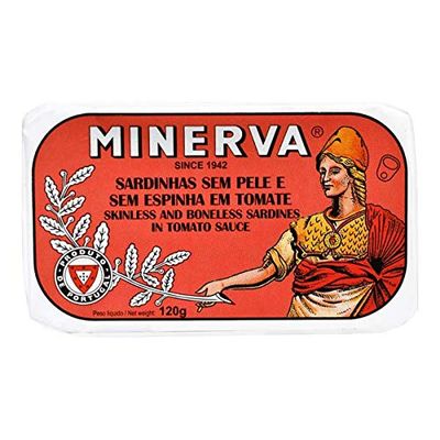 Finsa Minerva - Gourmet Canned Skinless and boneless Sardines in tomato sauce - 4.23oz 120gr (Pack of 5 cans)