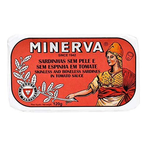 Finsa Minerva - Gourmet Canned Skinless and boneless Sardines in tomato sauce - 4.23oz 120gr (Pack of 5 cans)