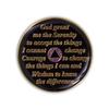 3 Year Sobriety Coin | Glitter Triplate AA Chip Recovery Anniversary Token (Purple) view 3