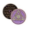 5 Year Sobriety Coin | Glitter Triplate AA Chip Recovery Anniversary Token (Purple) view 1