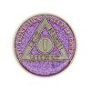 5 Year Sobriety Coin | Glitter Triplate AA Chip Recovery Anniversary Token (Purple) view 2
