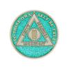 3 Year Sobriety Coin | Glitter Triplate AA Chip Recovery Anniversary Token (Aqua) view 2